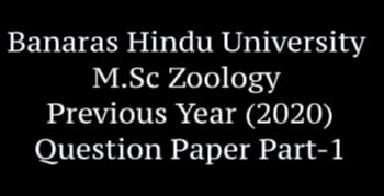 BHU PET MSc zoology 2020 question paper