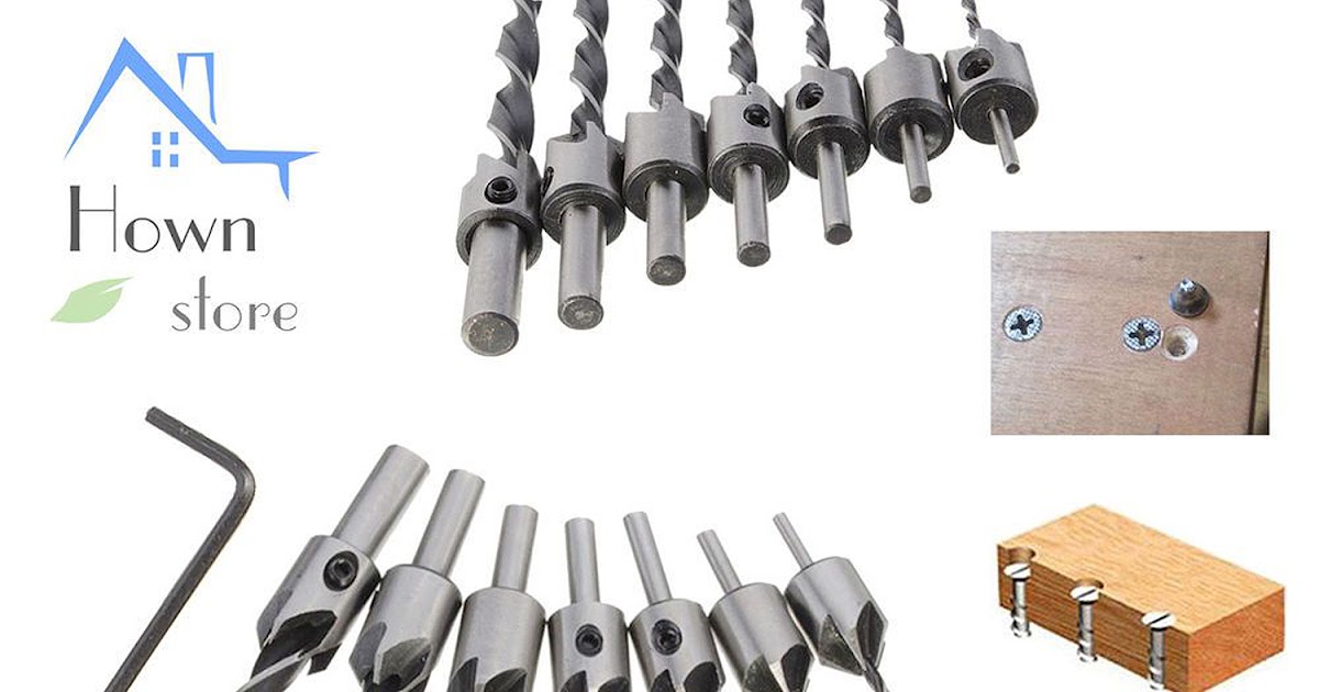 Snappy Countersink Drill Bit Set Rotating Depth Stop Plug Wood Mill
