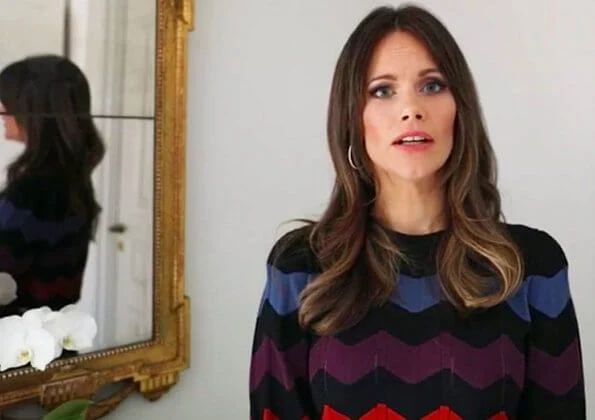 Princess Sofia wore By Malina Billie top, zigzag pattern sweater and skirt. Reach for Change Kinnevik Group