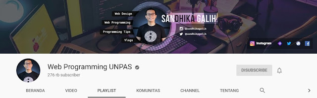 Channel Youtube untuk Belajar Bahasa Pemrograman Channel Youtube untuk Belajar Bahasa Pemrograman, web programming unpas,