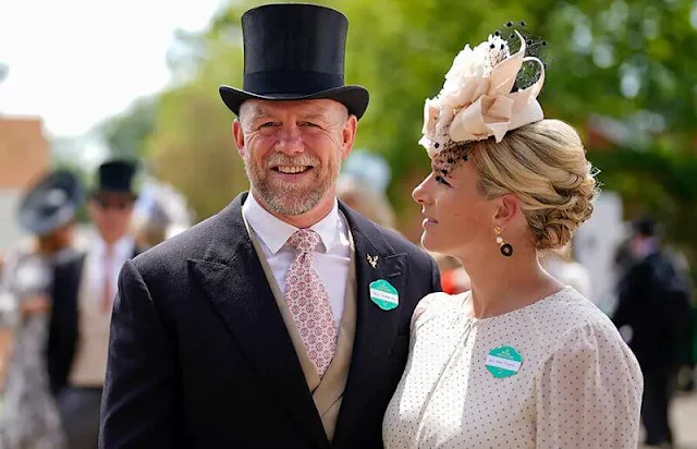 Countess of Wessex wore a new Amanda silk dress by ARoss Girl. Zara Tindall wore a polka dot dress by ME+EM