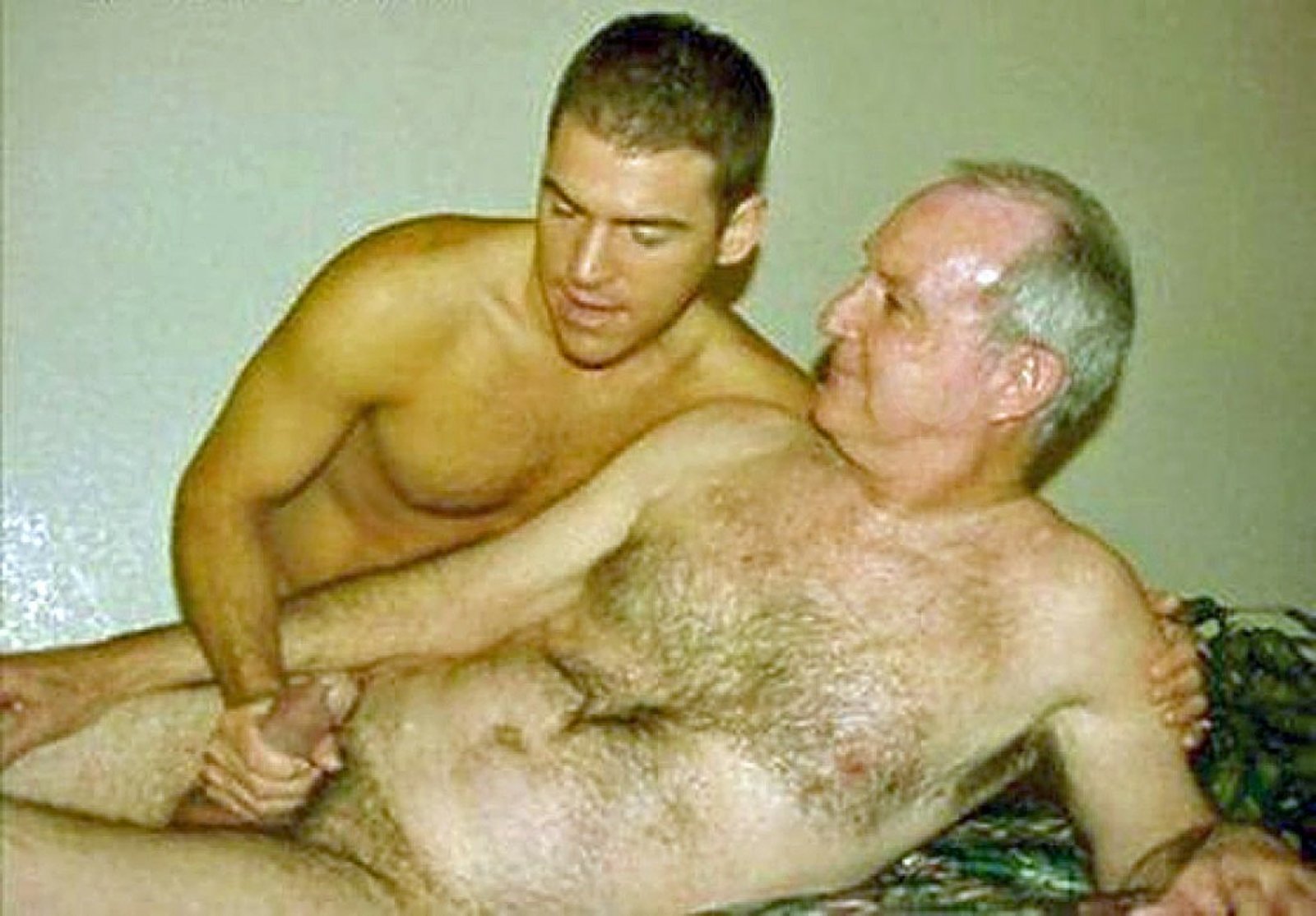 Naked father and son