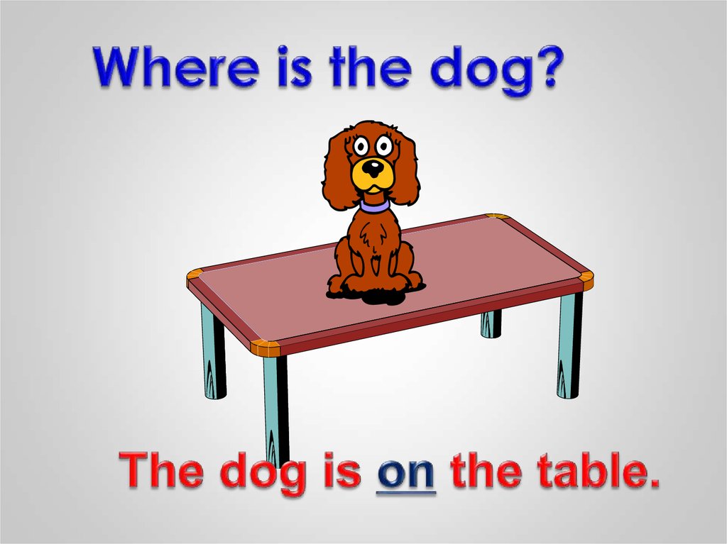 Next the chair. The Dog is the Table. On the Table. Where is the Dog. Where is the Dog ответ.