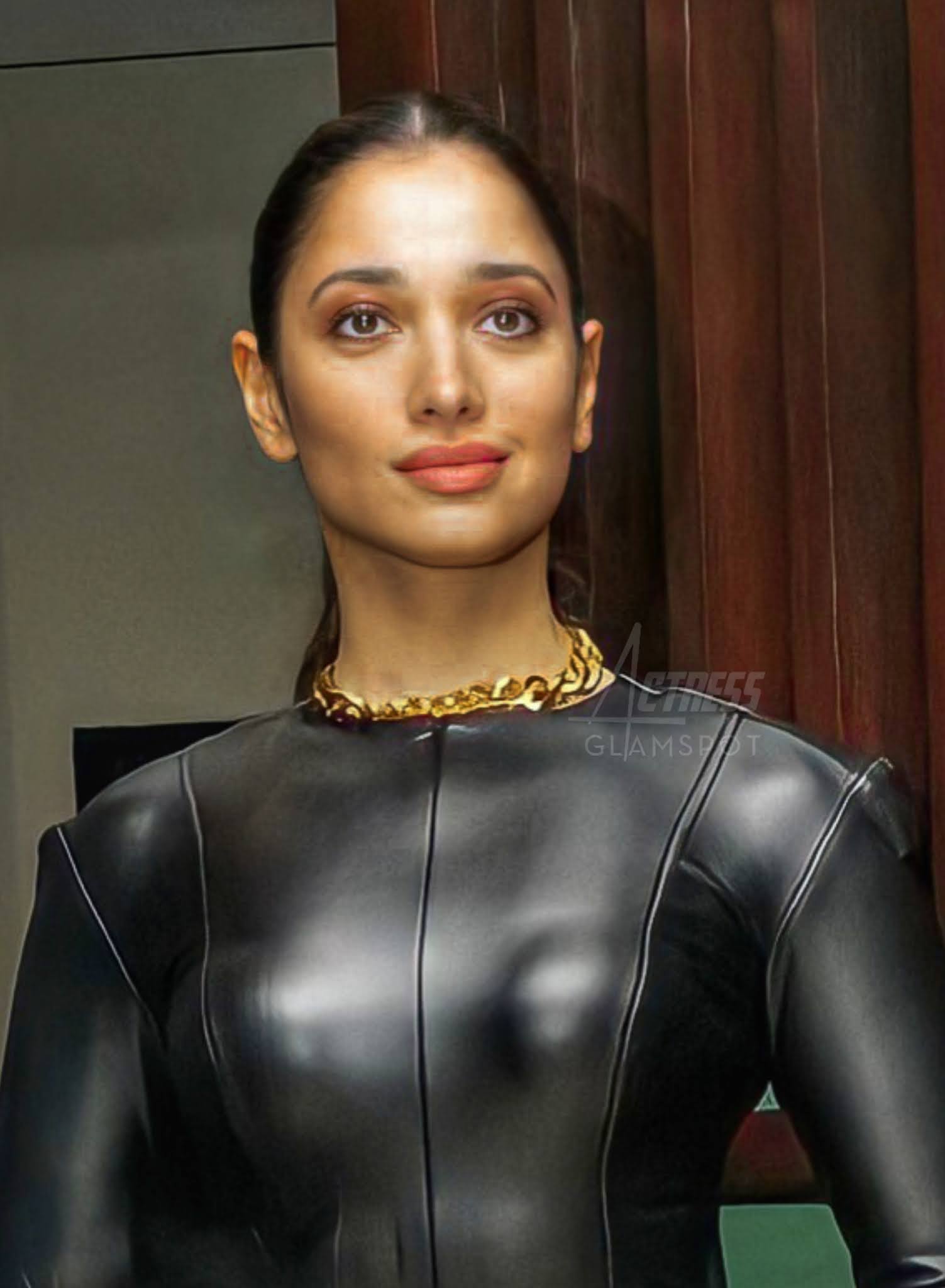 Milky Tamannaah Bhatia Hot Stills in Black Latex Dress E9O3ESXX0AUjcwq