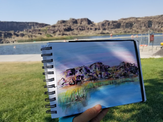 Watercolor pencil sketch @ Shoshone falls park