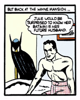 Detective Comics (1937) #31 Page 3 Panel 4: Bruce Wayne admits he hasn't told his fiancee, Julie, that he is the Batman.