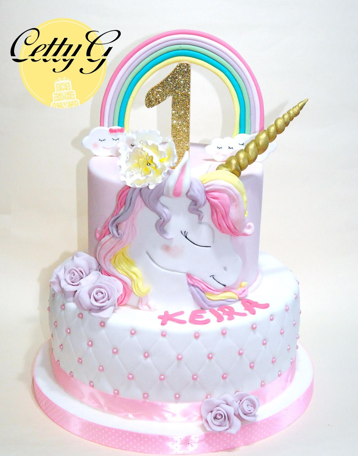 Unicorn Cake Topper, Decorazione della torta unicorno d'oro fatta