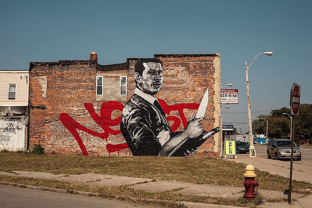 Askew Tribute To Nekst Street Art Mural In Detroit - Landscape view