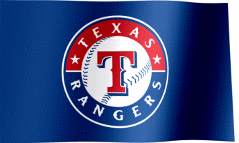 The waving flag of the Texas Rangers with the logo (Animated GIF)