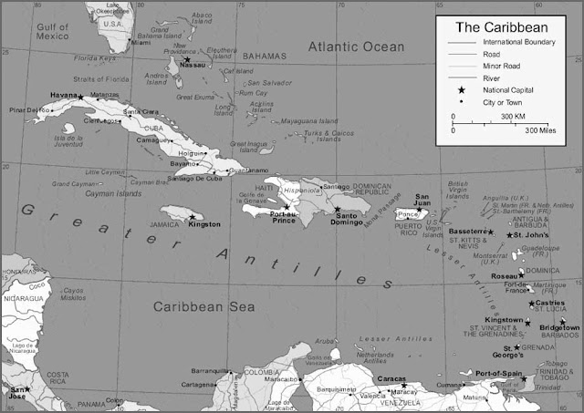Grascale Caribbean Map Islands