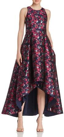 Aidan by Aidan Mattox Floral Jacquard High/Low Ball Gown