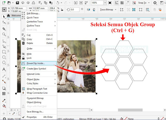 Memasukkan Gambar/Foto ke Dalam Objek dengan PowerClip CorelDraw zotutorial.com