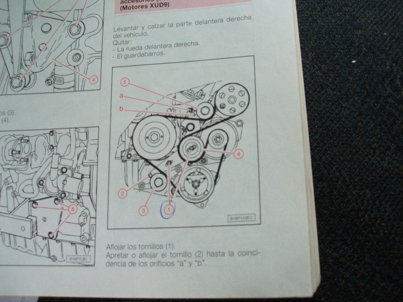 Desmontar Coches: Cambiar correa Citroen Xantia1.9TD polea del aire acondicionado