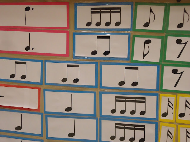 Rhythm magnets for elementary orchestra classroom