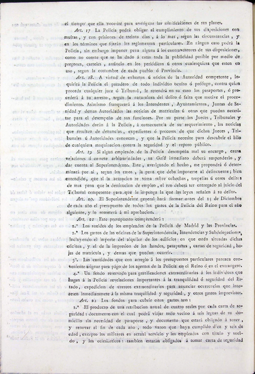 Una historia de la Policía Nacional. Real Cédula de 13 de enero de