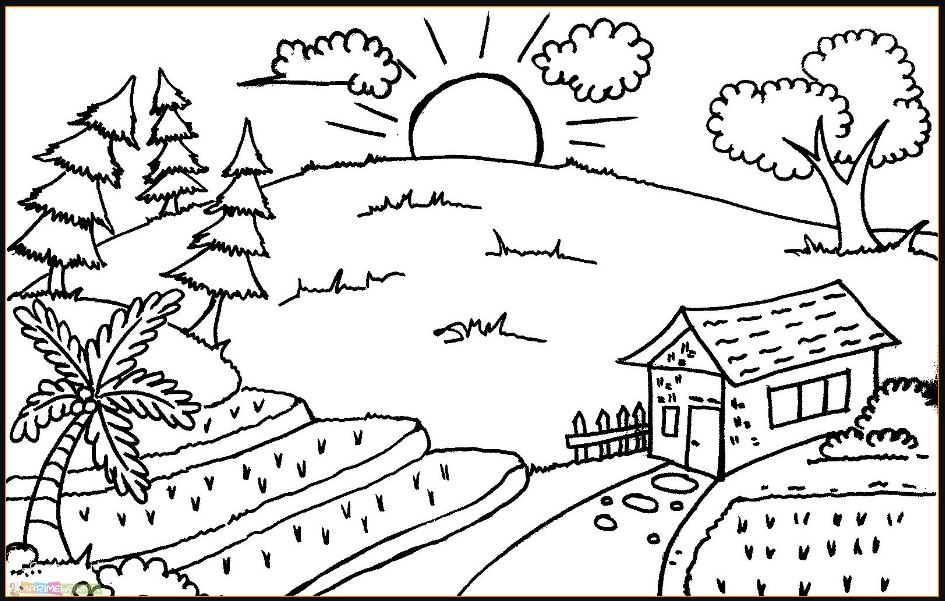 Gambar Pemandangan : Skema Gambar Dan Teknik Mewarnainya Dengan Benar