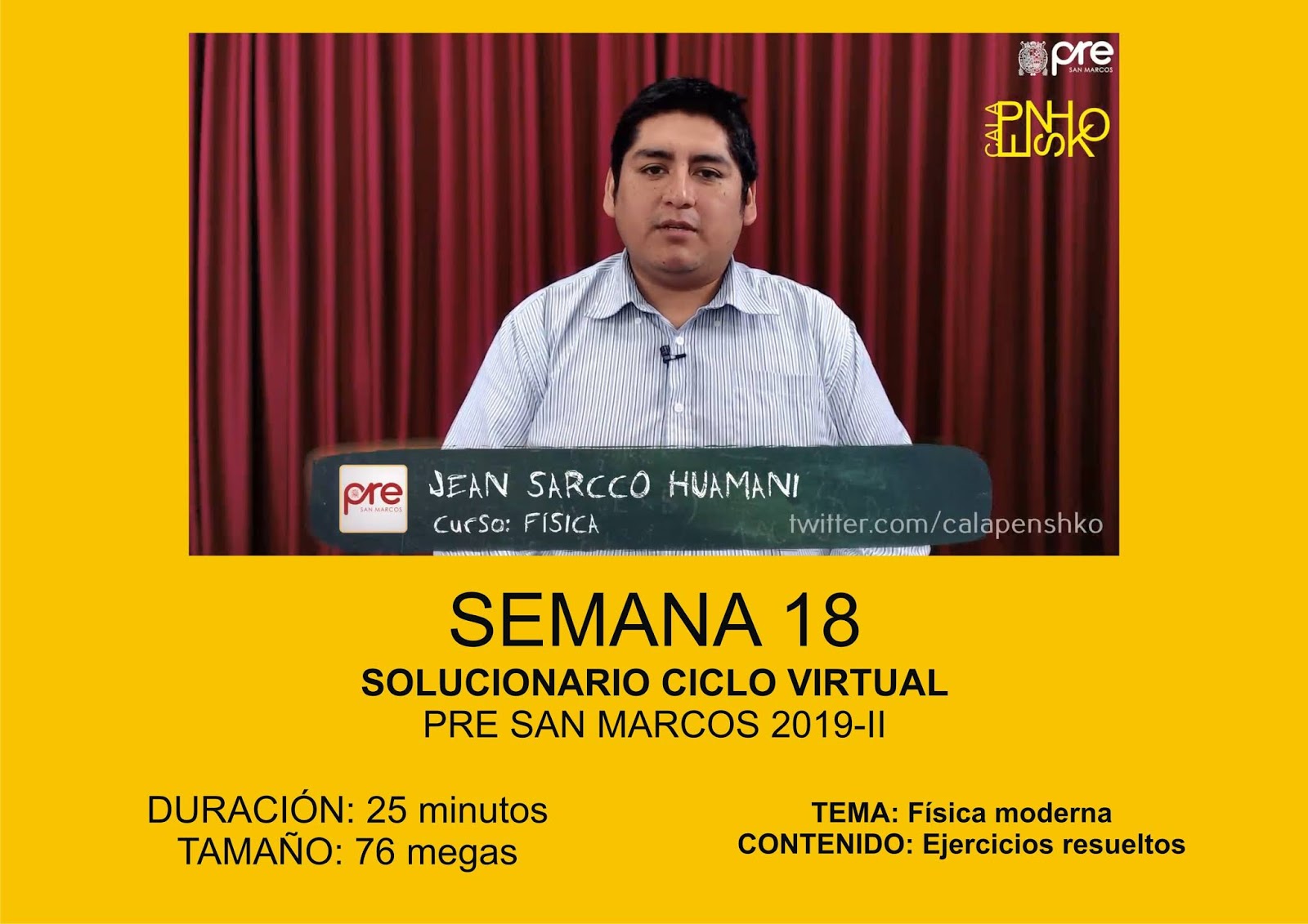 Solucionarios de la Pre San Marcos Física Semana 18 Pre San Marcos 2019II