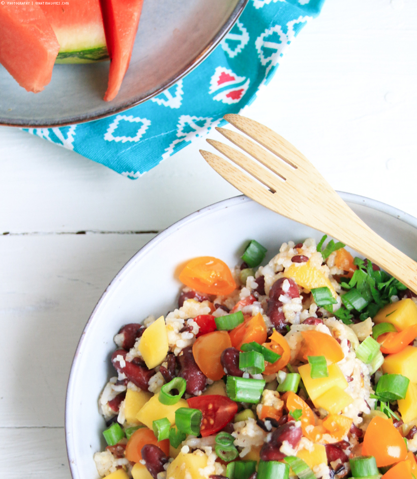 Healthy Rice Salad with Mango & beans