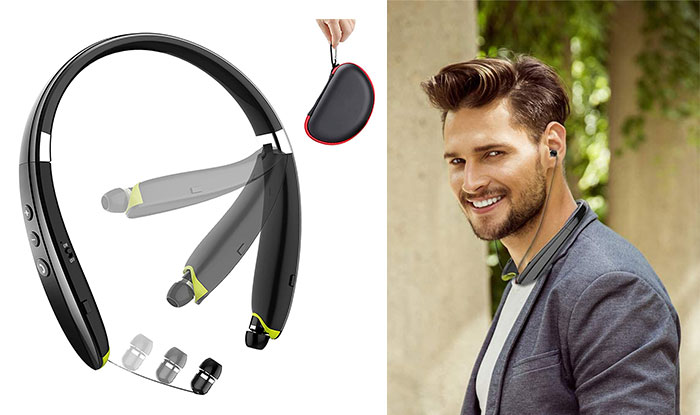 BEARTWO Foldable Wireless Neckband Headset