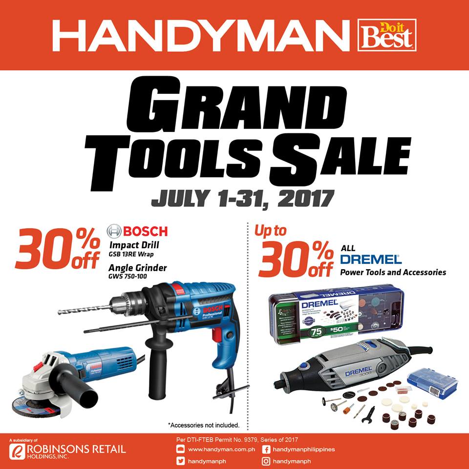 Handyman Grand Tools Sale July 1 to 31 2017 Pamurahan Your Ultimate