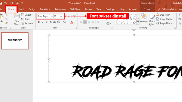 Install Font Road Rage Sukses