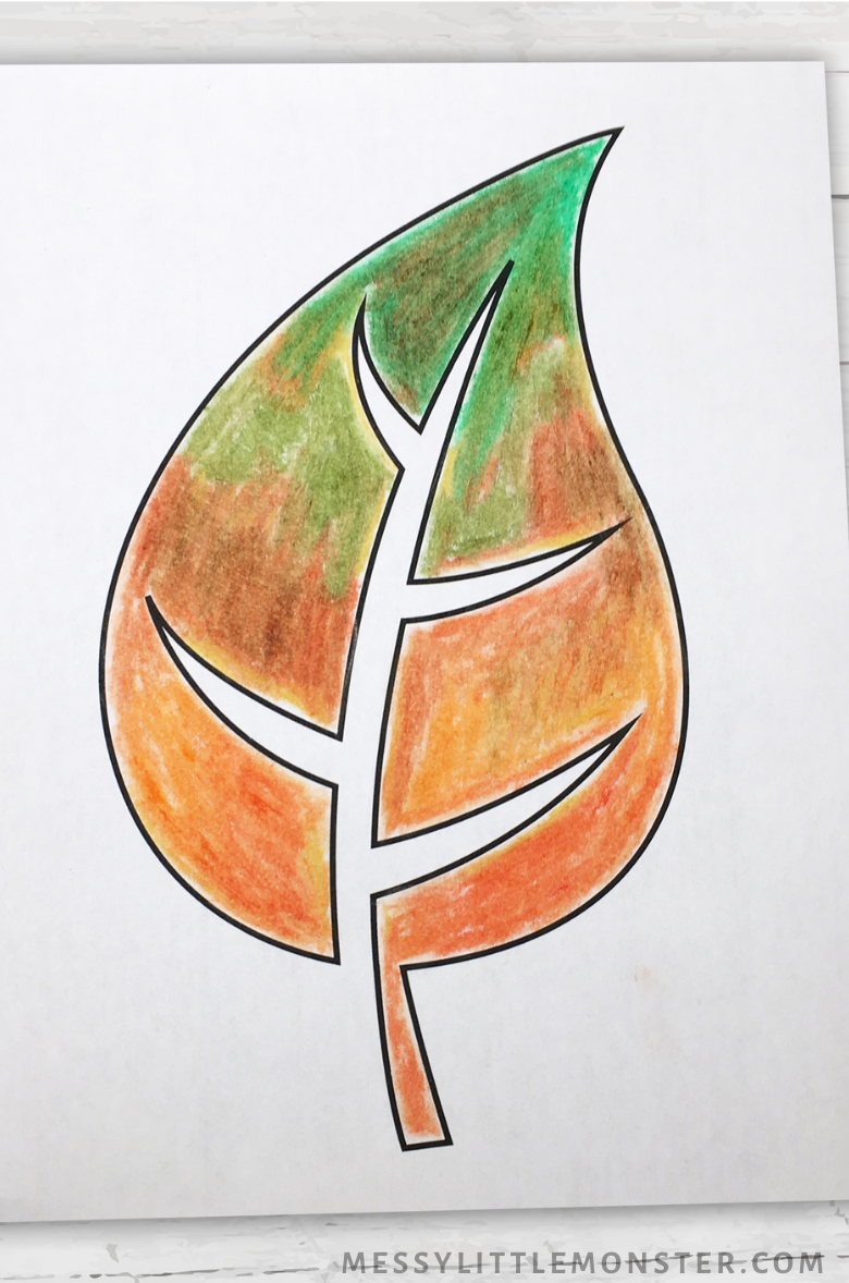 Oil Pastel Leaf Craft Messy Little Monster