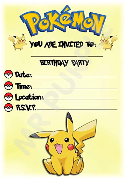 Free Editable Pokemon Birthday Invitations.