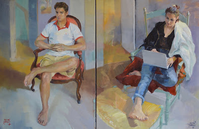 ©RocheGardies peintre portraits diptyque les jeunes gens