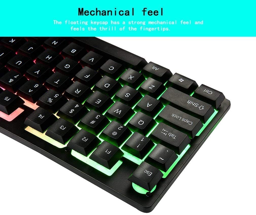 108 Key Mechanical Keyboard Colorful Illuminated Gaming Keyboard Hand