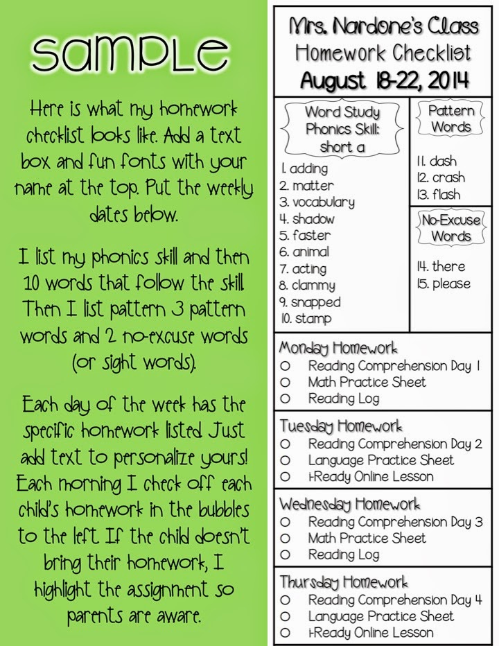 Creativity to the Core: Homework Checklists