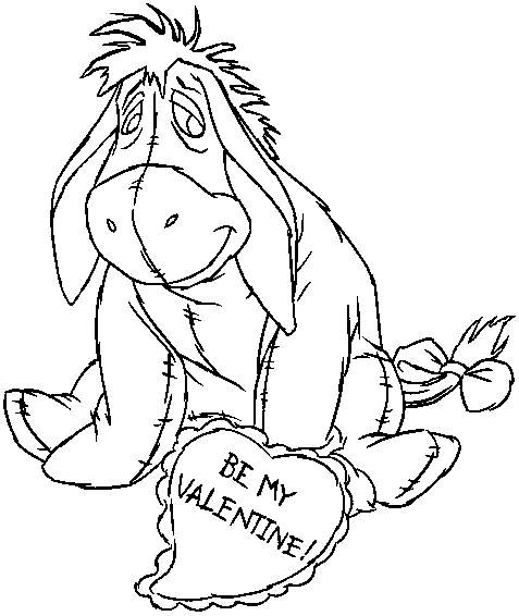 Valentines Day Coloring Pages: Pooh Valentine Coloring Pages