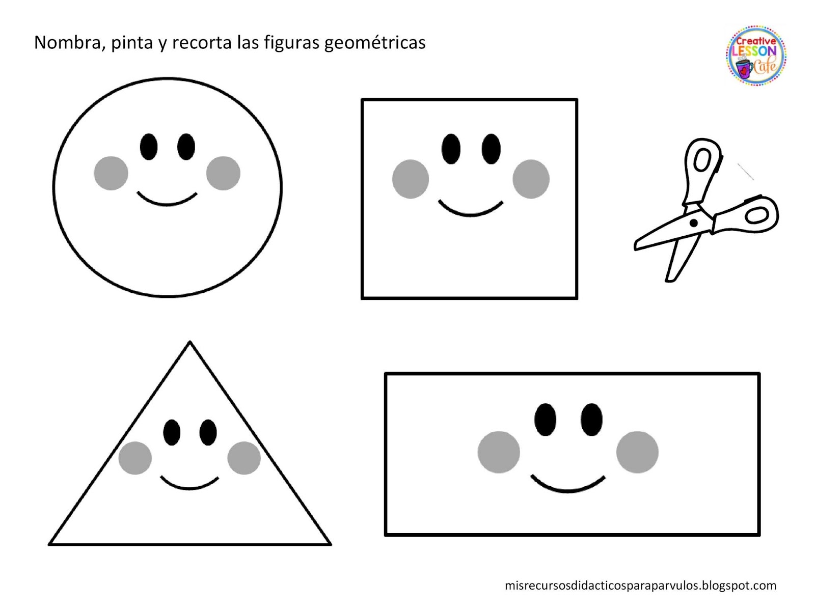 Mis recursos didácticos: Ficha para colorear y recortar las figuras  geométricas