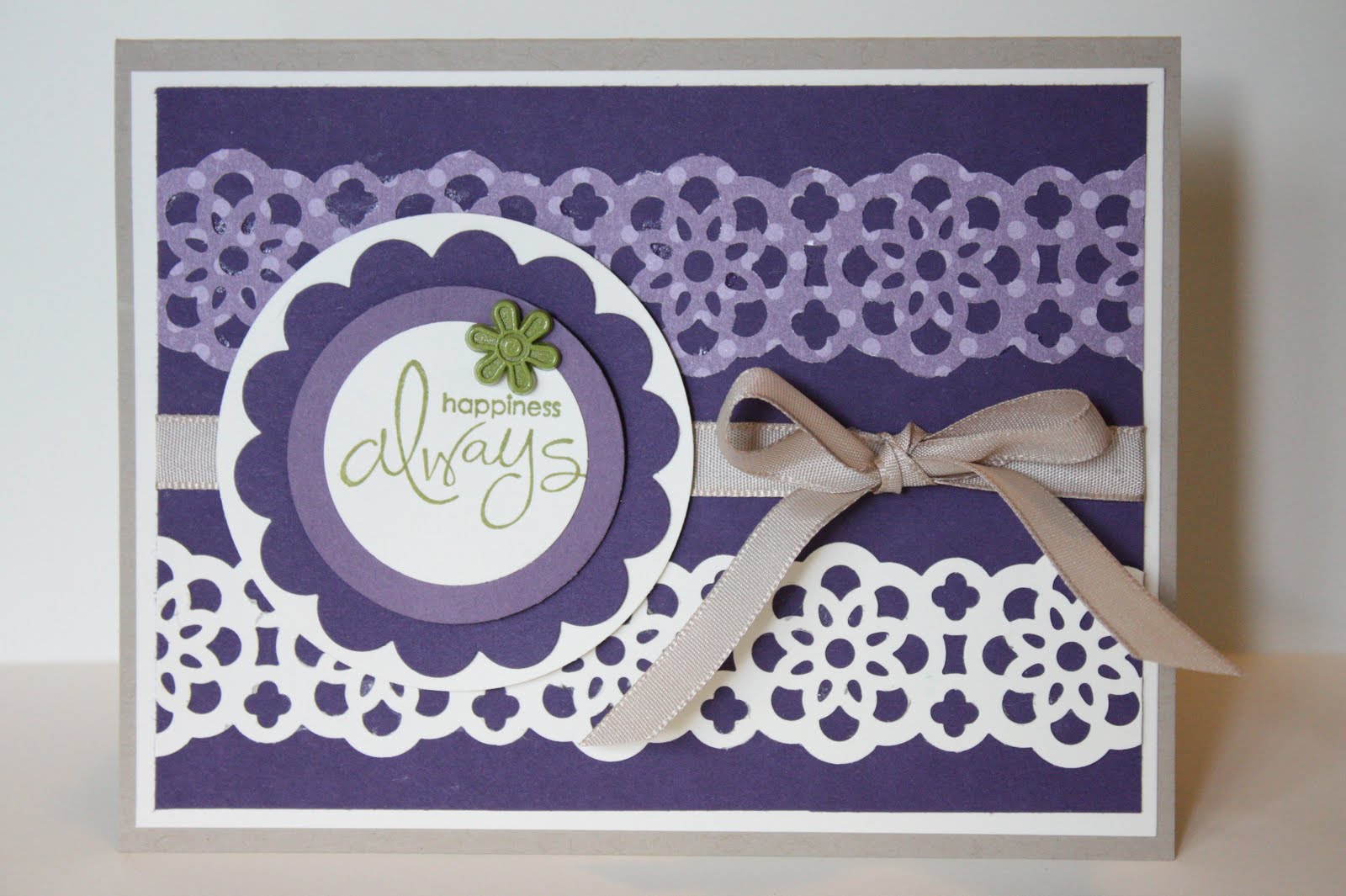 the pursuit of stampin'ess lace ribbon border punch card
