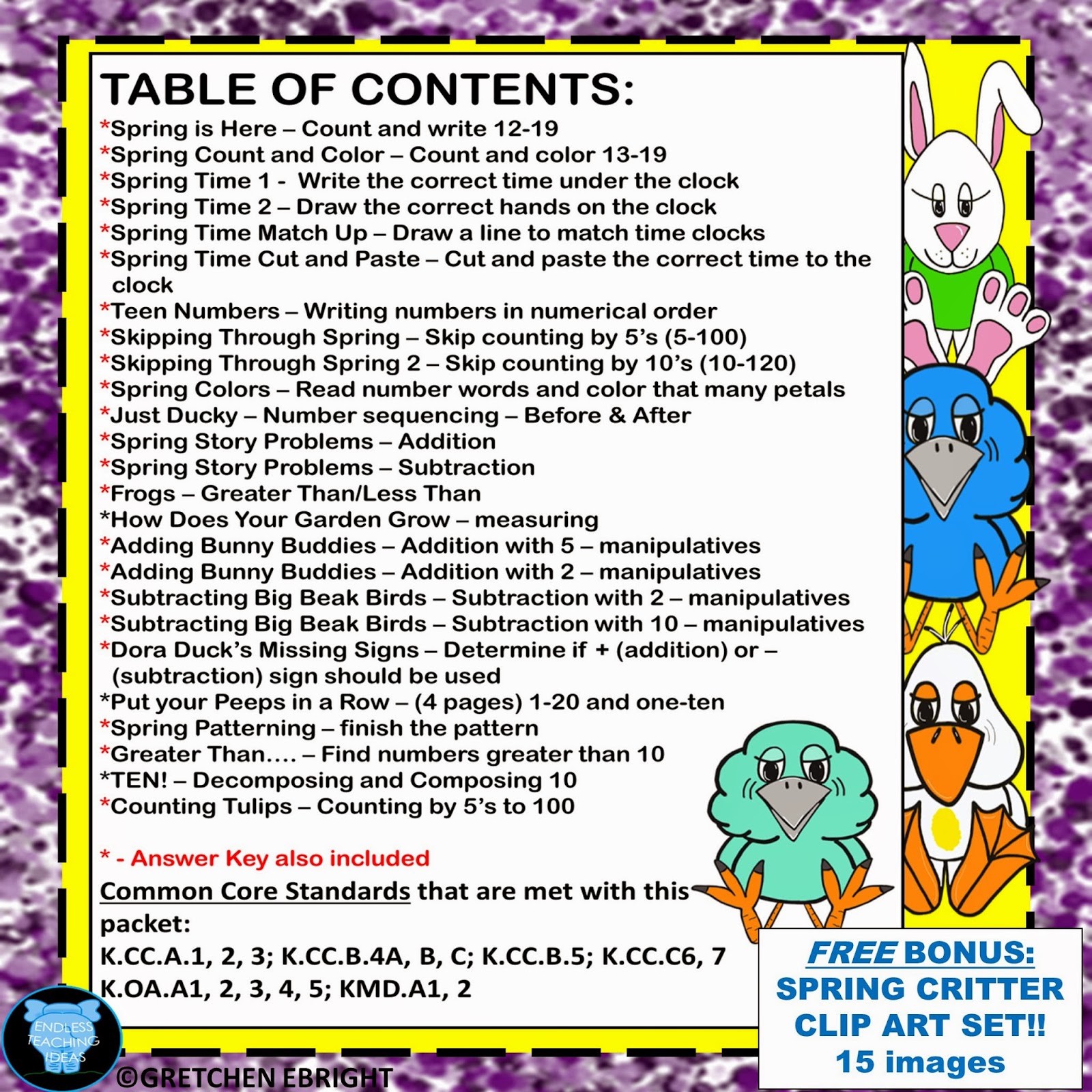 Endless Teaching Ideas by Gretchen Ebright: Lesson: Math for