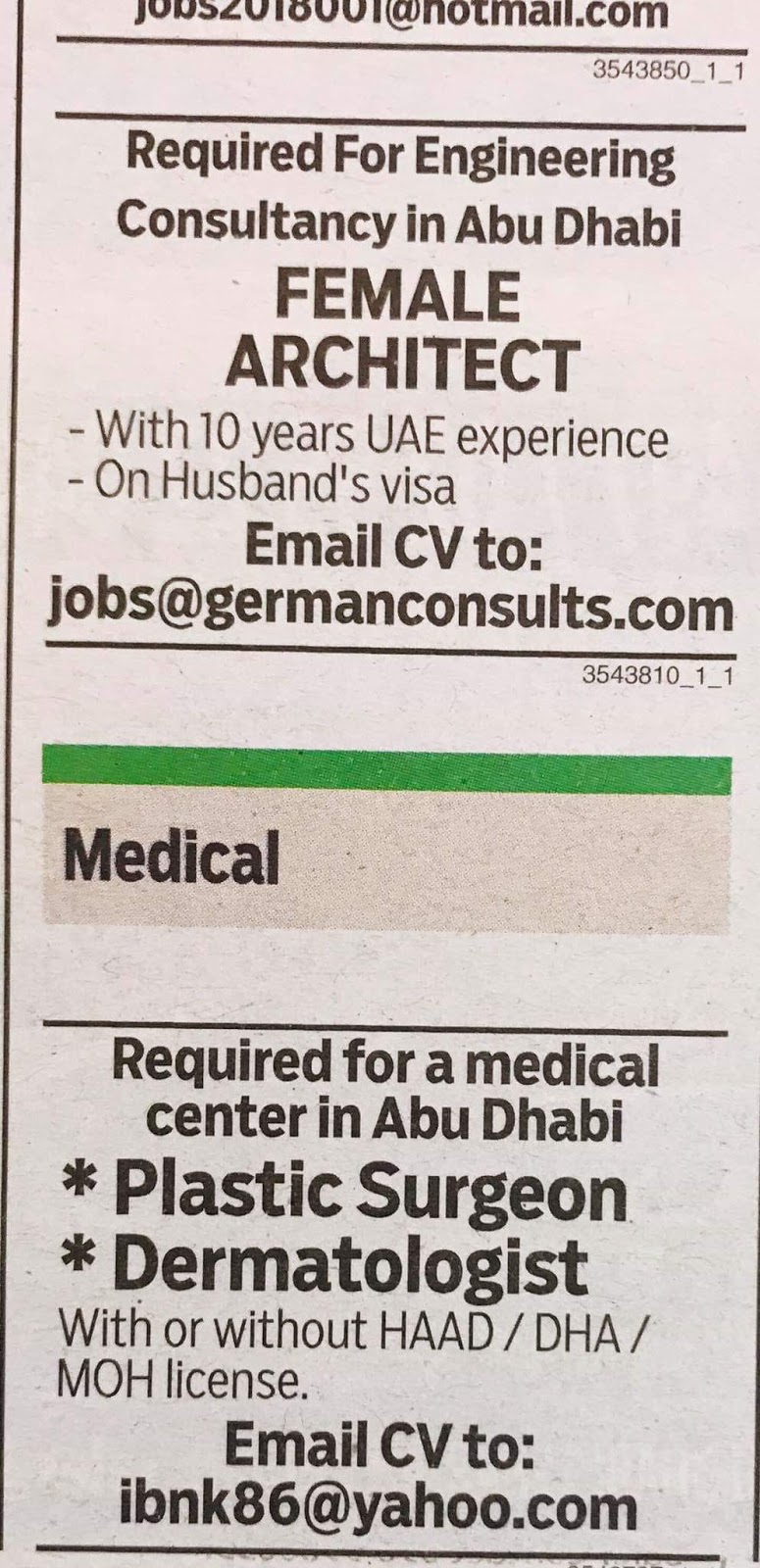 Required Female Architect Doctors For Uae Local Hiring Jobs