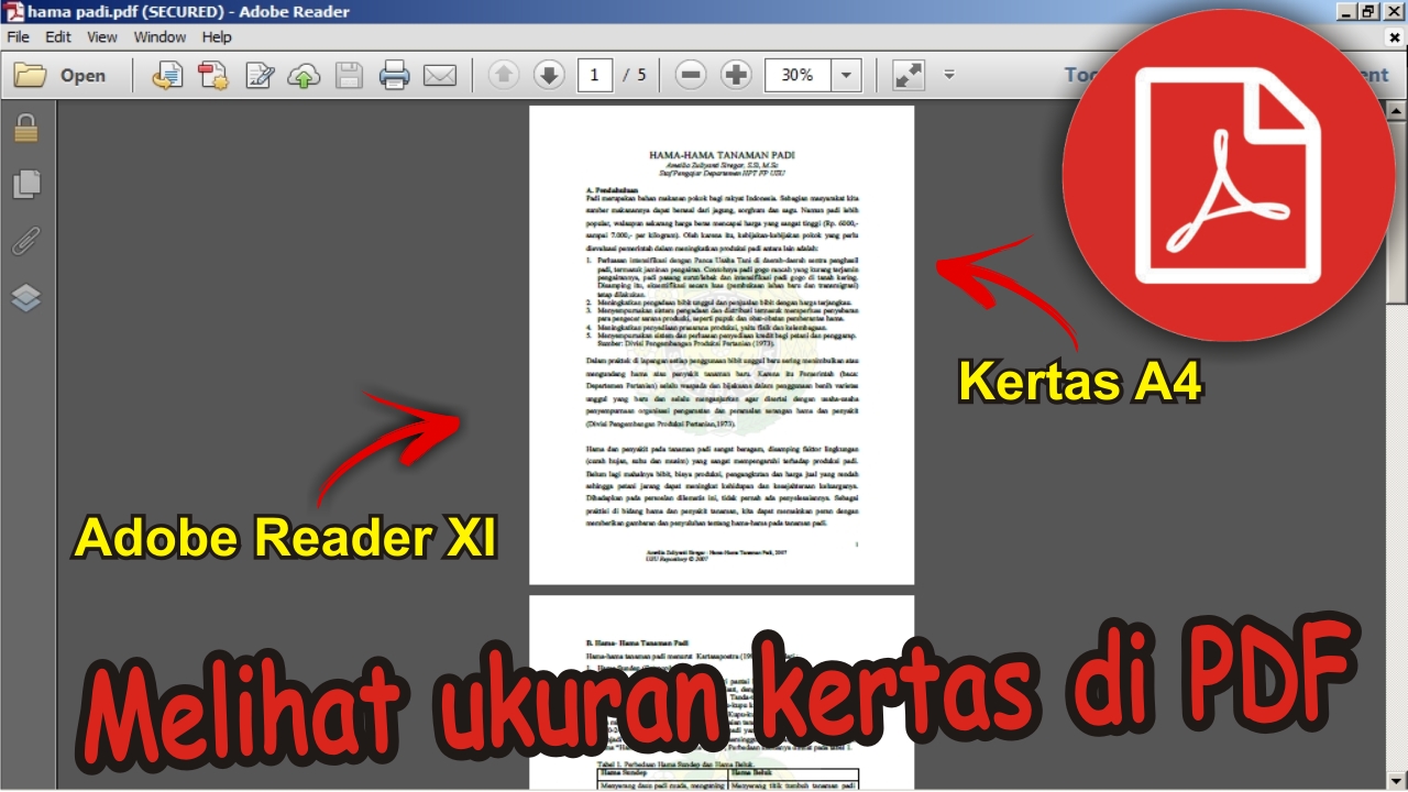 Cara Melihat Ukuran Kertas File PDF di Adobe Reader