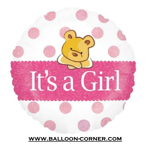 Balon Foil Bulat It's A Girl Bear