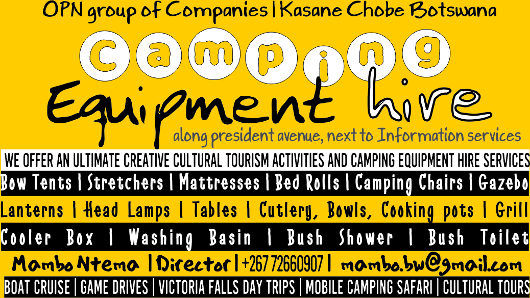 Creative Chobe Tourism Camping Equipment Hire Kasane