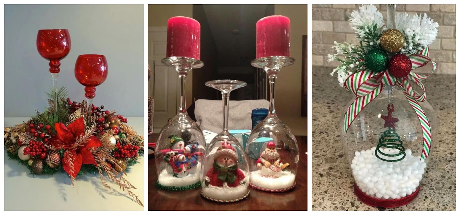 Haz los mejores adornos navideños usando copas de vidrio ~ cositasconmesh