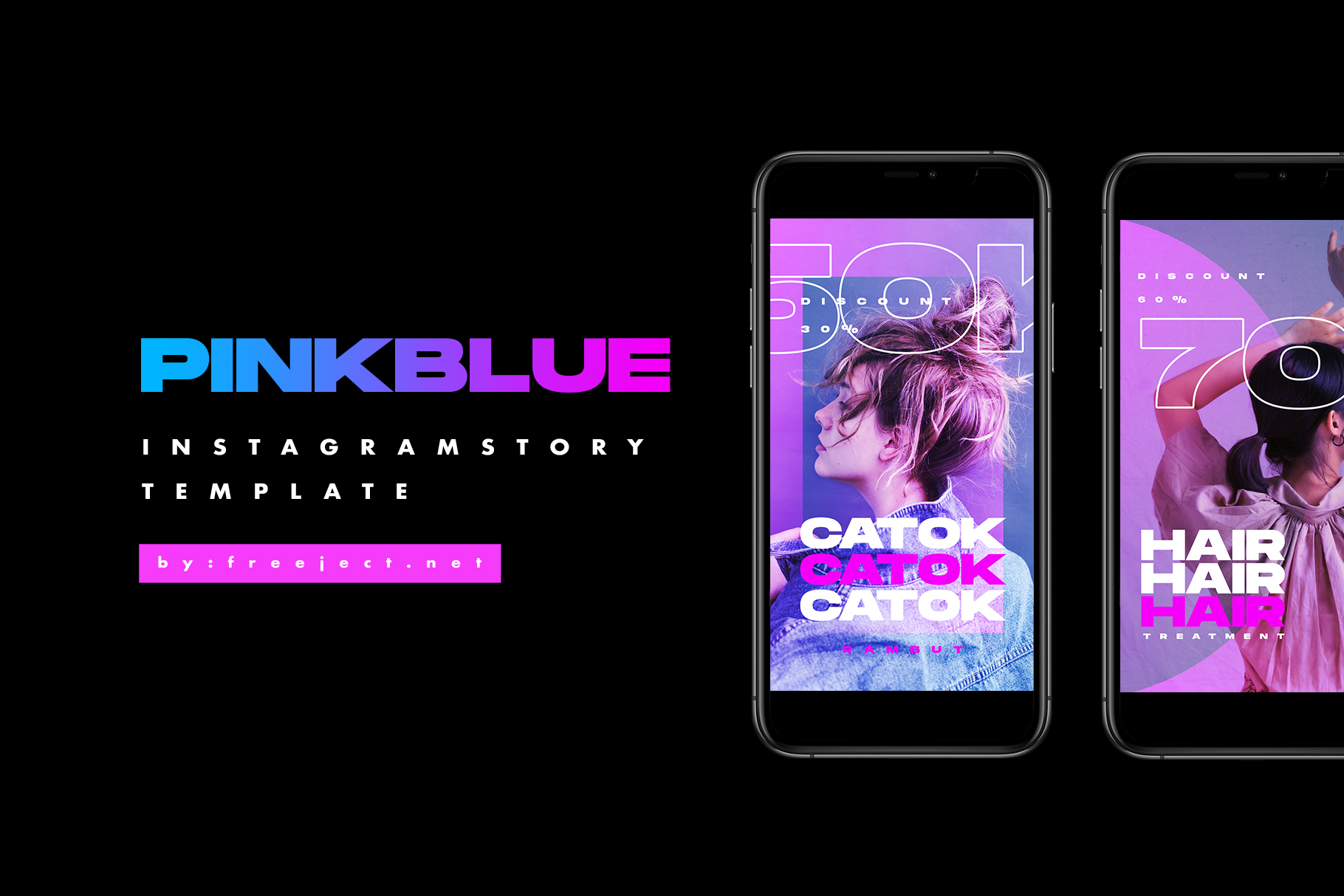 Download Free Download Pink Blue Instagram Story Photoshop Template Psd File PSD Mockup Templates