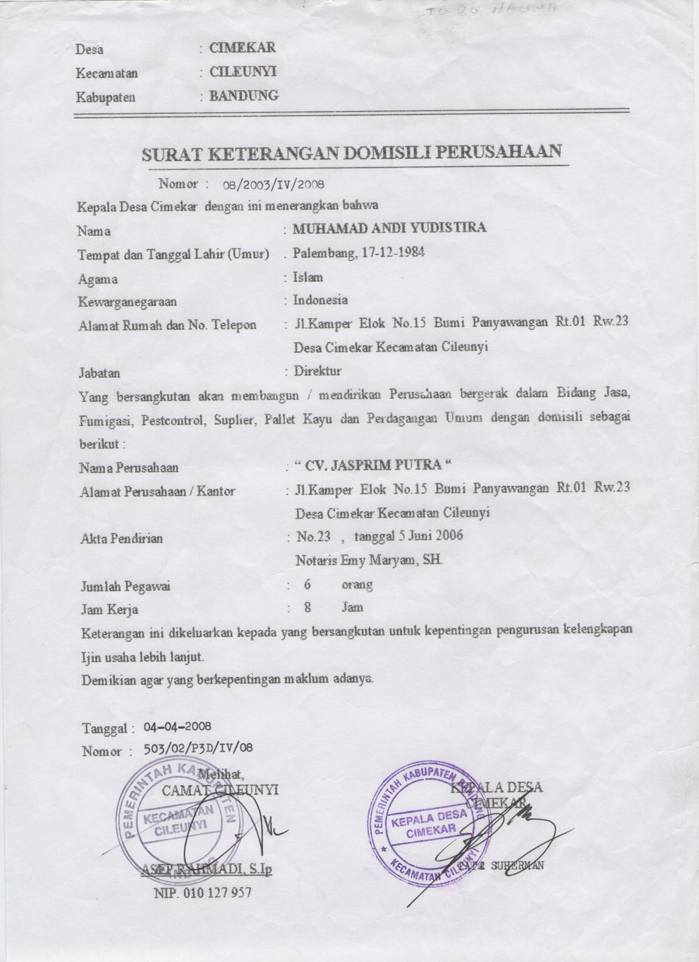 contoh surat keterangan domisili - wood scribd indo