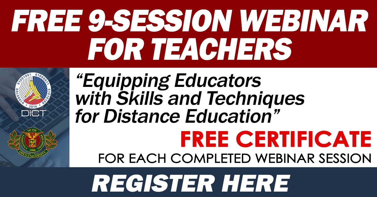 Free 9Session Webinar for Teachers by UP and DICT (FREE CERTIFICATES