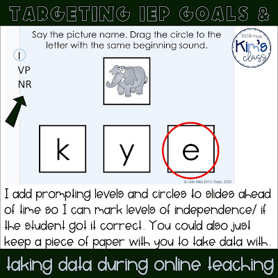Targeting IEP goals and data collection during online learning