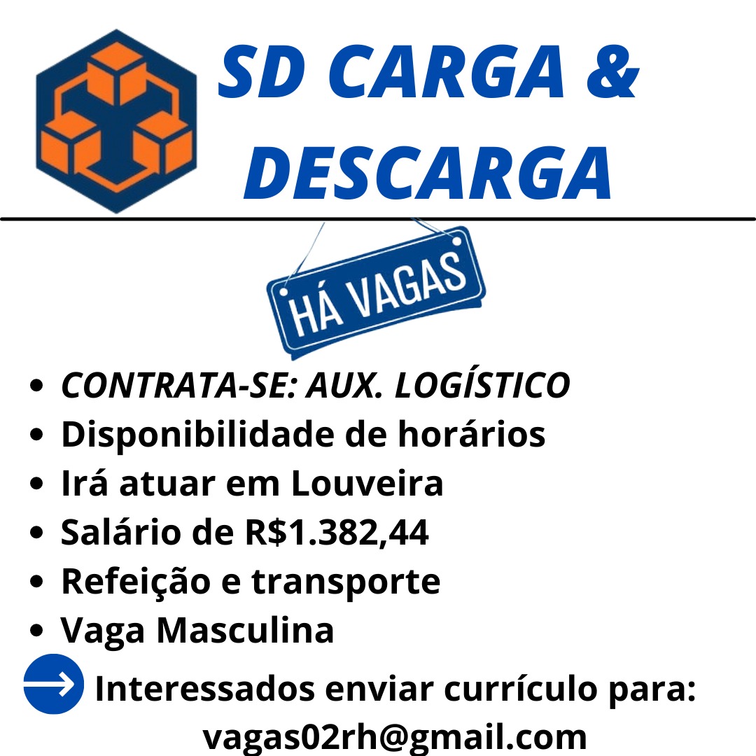 EMPRESA SD CARGA E DESCARGA ESTÁ COM 6 VAGAS PARA AUXILIAR DE LOGÍSTICA