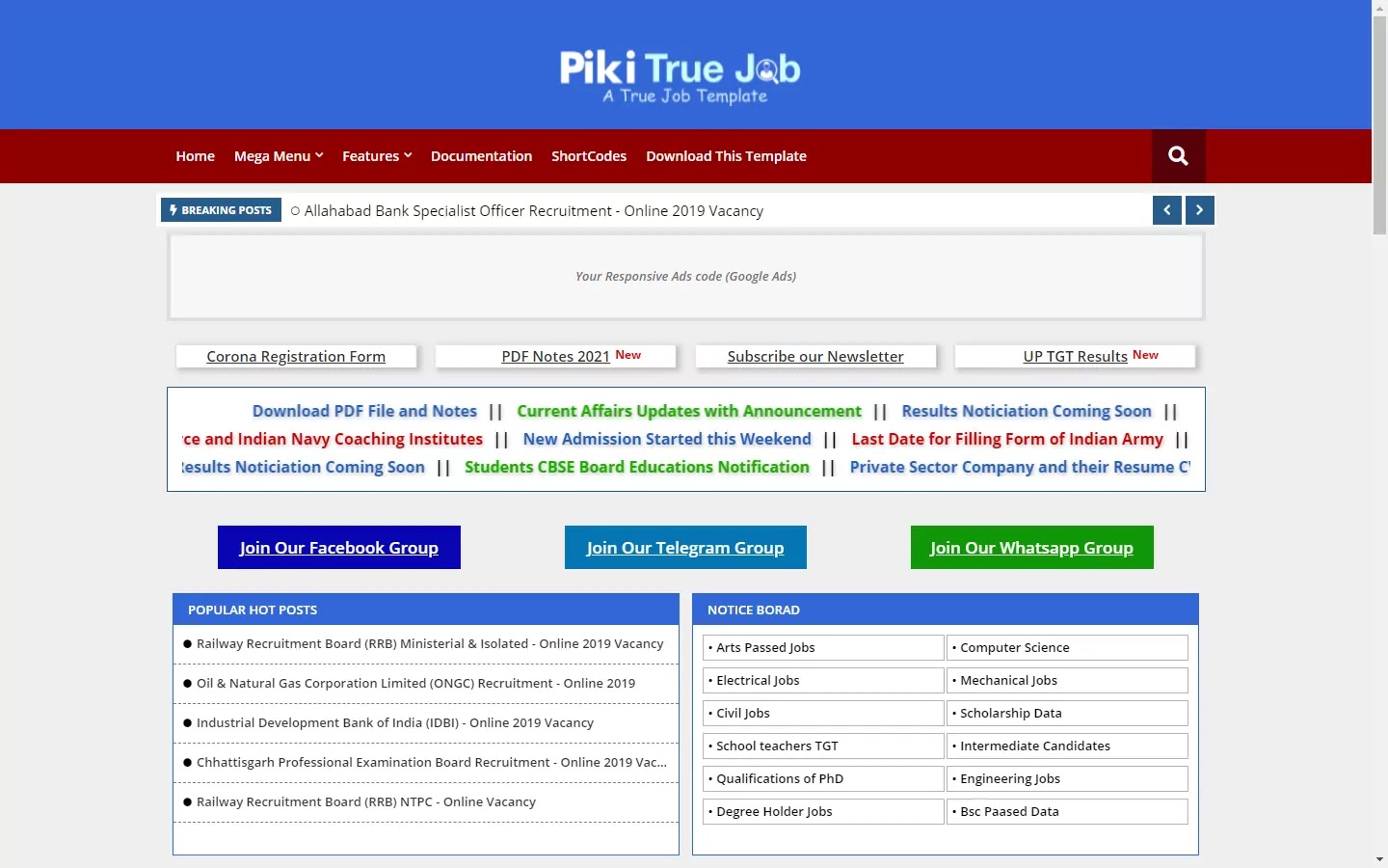 300+ Professional Blogger Templates - Amp, SEO Friendly, Responsive, and Fast Loading Template Piki True Job - Education Blogger Template