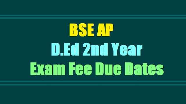 AP D.Ed 2nd Year 2015-2017 Batch Examination Fee Due Dates Notification AP D.Ed 2nd Year 2015-2017 Batch Examination Fee Due Dates Notification