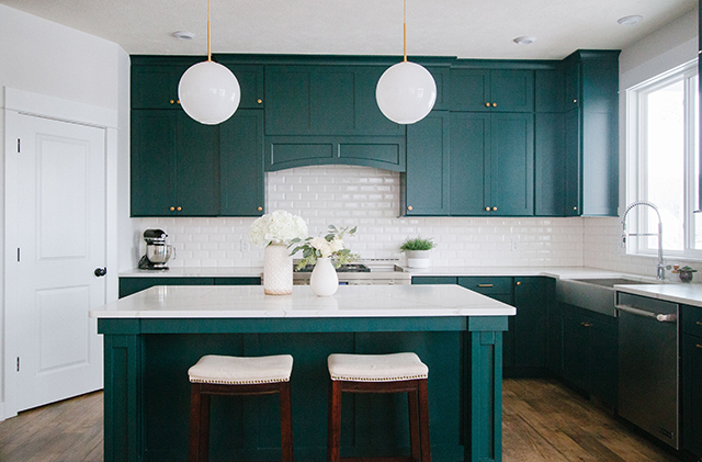 Client Reveal: Emerald Green Kitchen - Michaela Noelle Designs