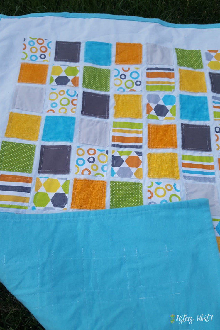 how to make a Raw Edge Baby Quilt Tutorial Sisters, What!