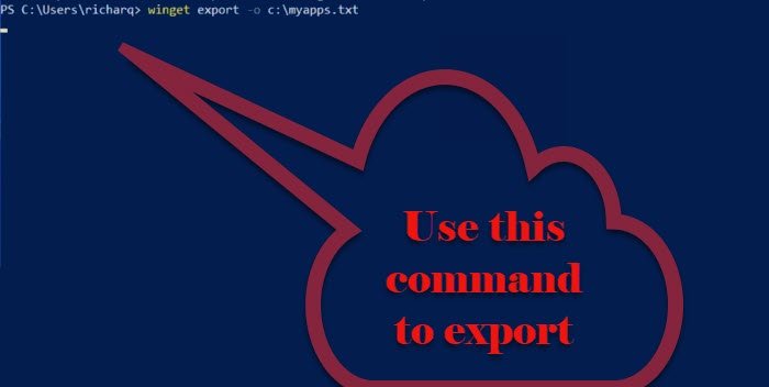 Экспорт или импорт списка установленных программ с помощью WINGET в Windows 11/10
