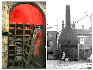 Inside the muffle kiln chamber at Gladstone Pottery Museum and outside a muffle kiln in Longton Inside the muffle kiln chamber at Gladstone Pottery Museum and outside a muffle kiln in Longton